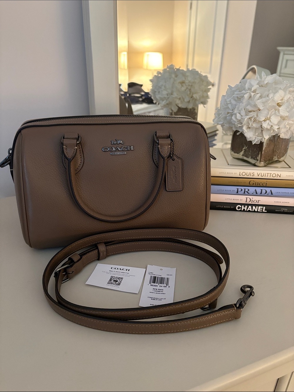 NWT Coach Rowan Satchel Bag in Gunmetal/Dark Stone